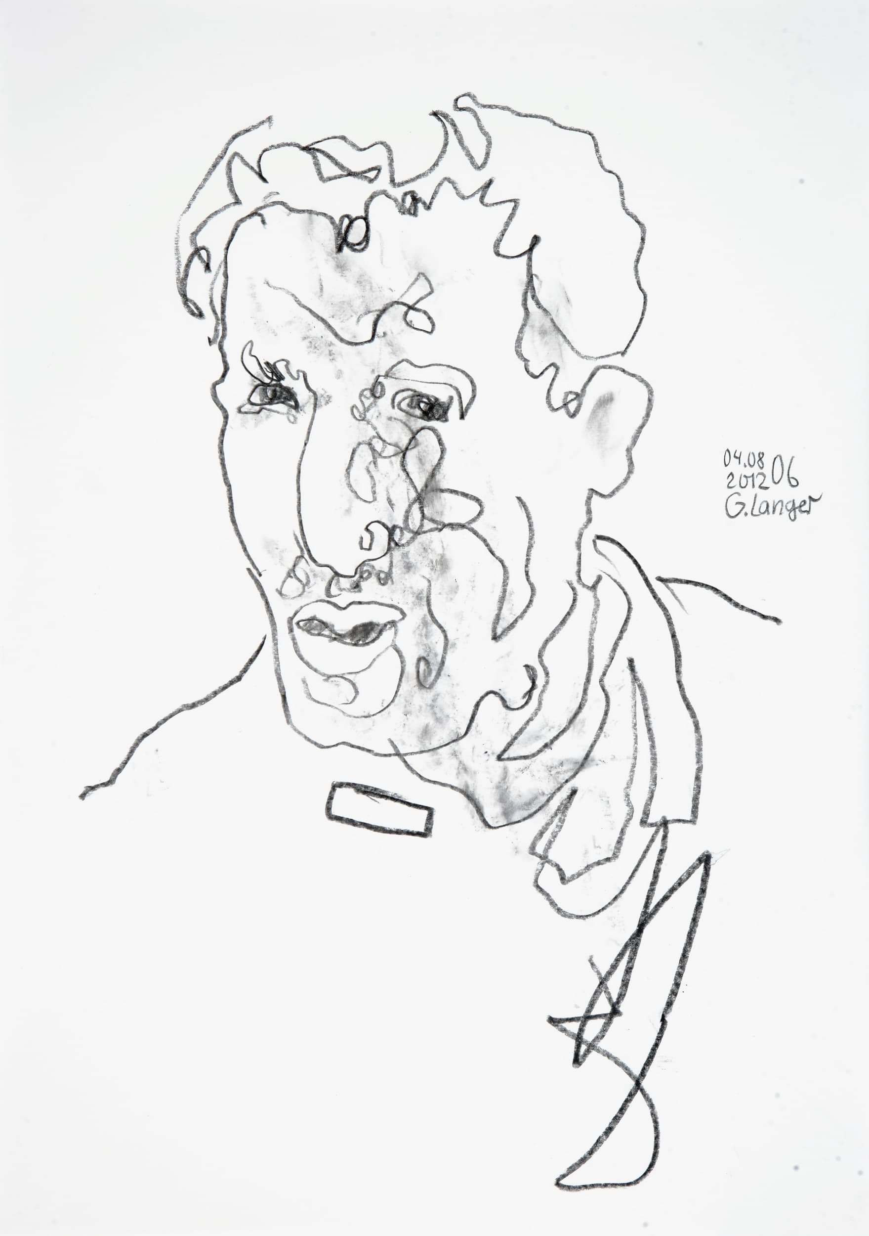Gunter Langer, Portrait eines Mannes, 2012, Zeichnung Bleistift (Bleistiftzeichnung), Karton, 59 x 42 cm